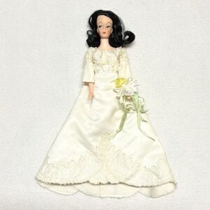 Vintage 1960s Uneeda Wendy Doll Barbie Clone U Neck Black Hair Bride Dress Rare